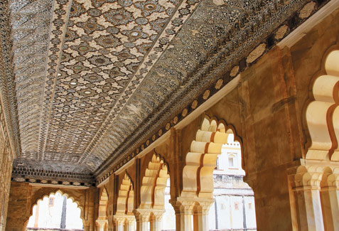 The Sheesh Mahal, located within the Amber Fort complex